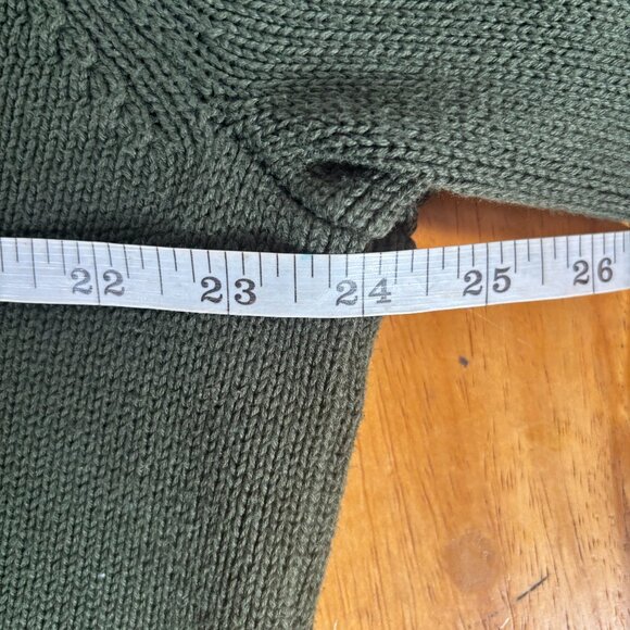 L.L. Bean Green Pullover V-Neck Long Sleeve Knit Preppy Outdoors Cotton Sweater - Picture 8 of 9